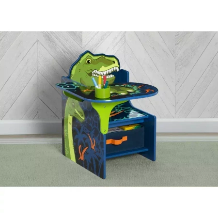 DINOZAURY DINO BIURKO STOLIK SKRZYNIA DZIECI MEBLE KUBEK ORGANIZER