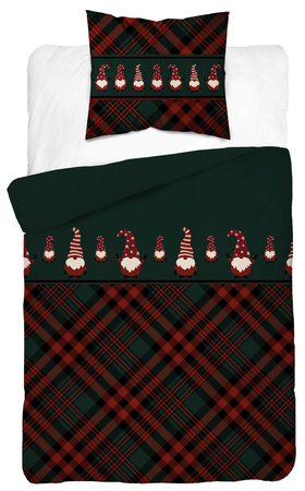 ŚWIĘTA ŚWIĄTECZNA POŚCIEL ELF ELFY ZIELONA KRATKA BAWEŁNA 140X200