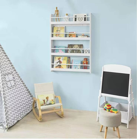 REGAŁ ŚCIENNY DREWNIANY NA KSIĄŻKI DLA DZIECI BIURA PÓŁKA PÓŁKI