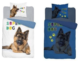 PIESEK PIES OWCZAREK WILCZUR POŚCIEL ŚWIECI ŚWIECĄCA W CIEMNOŚCI 160X200