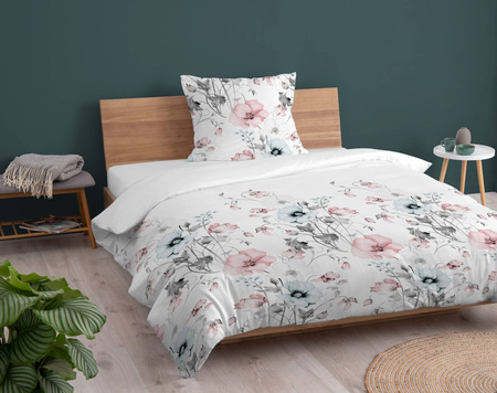 POŚCIEL KWIATKI ŁĄKA OGRÓD BIAŁA BAWEŁNA DO SYPIALNI 220X200