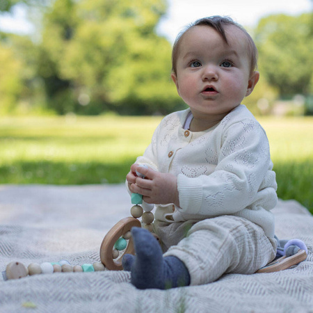 DREWNIANA ZAWIESZKA DO WÓZKA GRYZAK DZWONEK