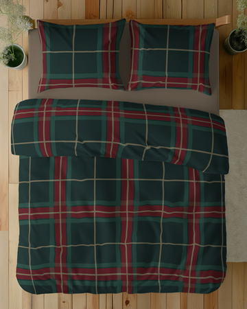 POŚCIEL ŚWIĘTA ŚWIĄTECZNA KRATKA BAWEŁNA 220X200 GWIAZDKA