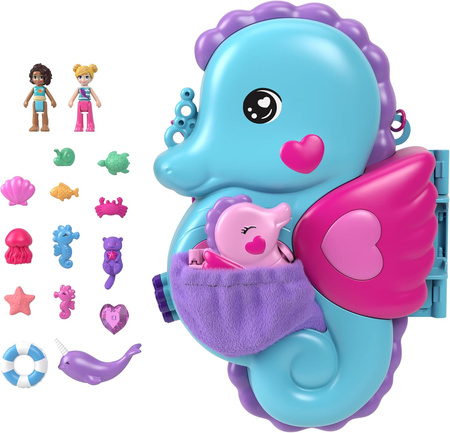 POLLY POCKET ZESTAW KONIKI MORSKIE KOMPAKTOWA KOLOROWA TOREBKA MINILALKI
