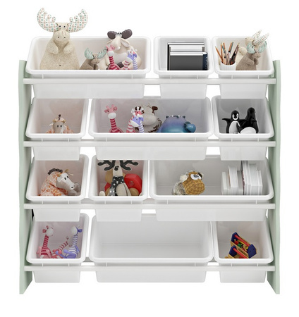 BIAŁY MIĘTOWY PLASTELOWY REGAŁ ORGANIZER POJEMNIKI DZIECI