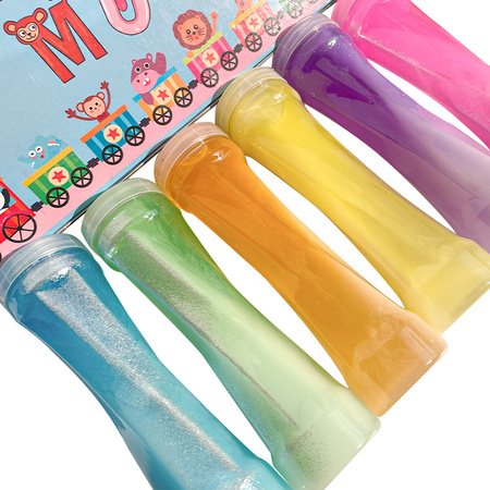 SLIME TUBKI MASA PLASTYCZNA GLUTY DUZY ZESTAW DLA DZIECI KOLOROWE 6 SZT