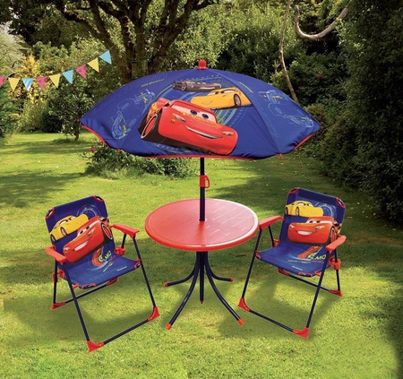 DISNEY CARS AUTA STOLIK STÓŁ Z PARASOLEM KRZESŁA