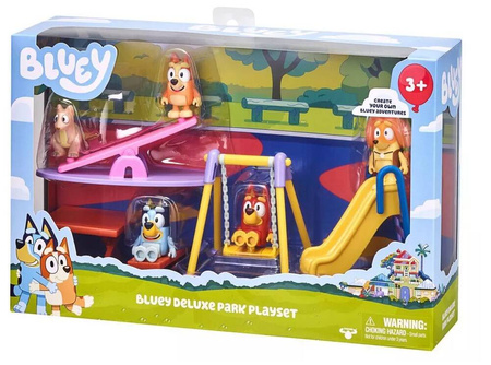 BLUEY BINGO PIESKI ZESTAW PLAC ZABAW PARK HUŚTAWKA ZJEŻDZALNIA FIGURKI