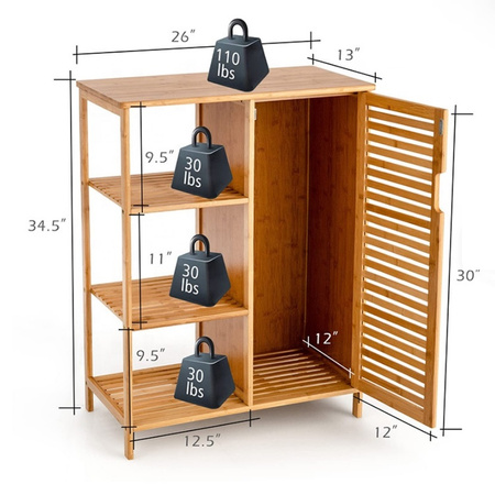 REGAŁ ŁAZIENKOWY SZAFKA KOMODA Z PÓŁKAMI PÓŁKI REGAŁ BAMBUSOWY