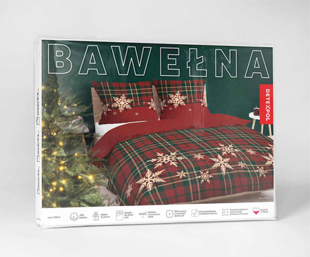ŚWIĘTA ŚWIĄTECZNA POŚCIEL GWIAZDKI GWIAZDA CZERWONA KRATKA BAWEŁNA 160X200