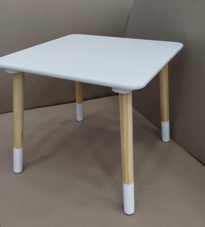 STOLIK DREWNIANY BLAT BIAŁY DLA DZIECI MEBEL DO POKOIKU DZIECKA