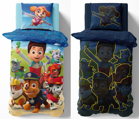 PSI PATROL PIESKI POŚCIEL ŚWIECĄCA W CIEMNOŚCI ŚWIECI 160x200