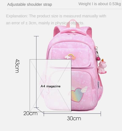 TĘCZOWY TĘCZA RÓŻOWY PLECAK SZKOLNY TORNISTER