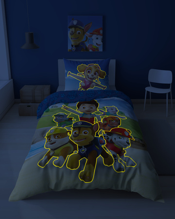 PSI PATROL PIESKI POŚCIEL ŚWIECĄCA W CIEMNOŚCI ŚWIECI 160x200