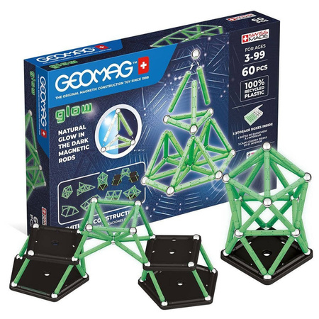 KLOCKI MAGNETYCZNE GEOMAG GLOW, ŚWIECĄCE W CIEMNOŚCI, 60 ELEMENTÓW 338