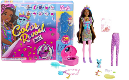 LALKA BARBIE COLOR REVEAL JEDNOROŻEC + AKCESORIA
