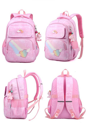 TĘCZOWY TĘCZA RÓŻOWY PLECAK SZKOLNY TORNISTER