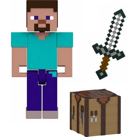 MINECRAFT FIGURKA STEVE pikselowa figurka + akcesoria JCN28