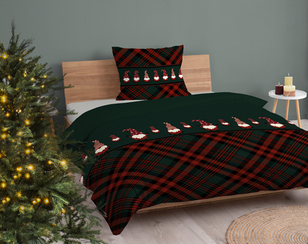 ŚWIĘTA ŚWIĄTECZNA POŚCIEL ELF ELFY ZIELONA KRATKA BAWEŁNA 140X200