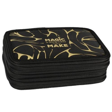 PIÓRNIK Z WYPOSAŻENIEM TRZYKOMOROWY CZARNY ZŁOTY