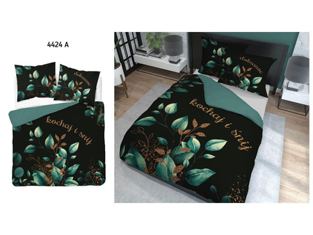 EKSKLUZYWNA ZIELONA LIŚCIE BOHO POŚCIEL 220x200