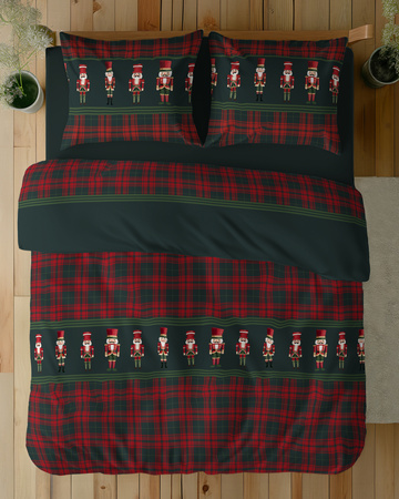 POŚCIEL ŚWIĄTECZNA ŚWIĘTA DZIADEK ŻOŁNIERZYK CZERWONA KRATA BAWEŁNA 220X200