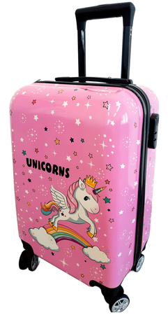 JEDNOROŻEC UNICORN WALIZKA DLA DZIECI NA KÓLKACH BAGAŻ PODRÓŻNA SZYFR