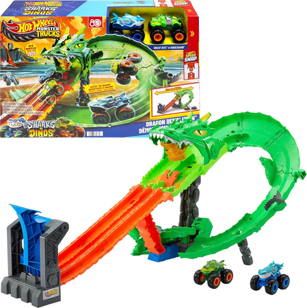 HOT WHEELS MONSTER TRUCKS TOR SAMOCHODOWY SMOCZY WYŚCIG DEMOLITION DRAGON
