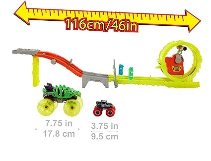 HOT WHEELS MONSTER TRUCKS DUŻY TOR TORY 4X AUTO HYT07