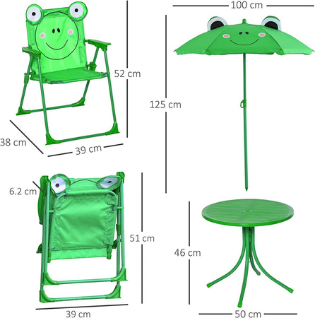 ŻABKA OGRODOWY STOLIK KRZESŁA PARASOL DZIECI