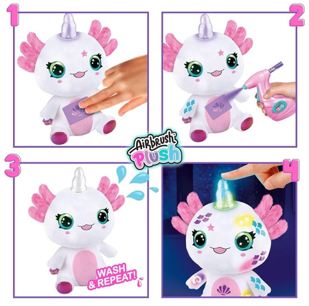 AIRBRUSH PLUSH POKOLORUJ PLUSZAKA AXOLOTL JEDNOROŻEC ŚWIECĄCY RÓG MASKOTKA