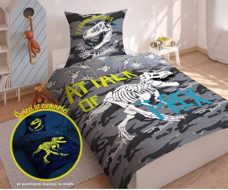 DINOZAURY DINO TREX POŚCIEL ŚWIECĄCA 160X200
