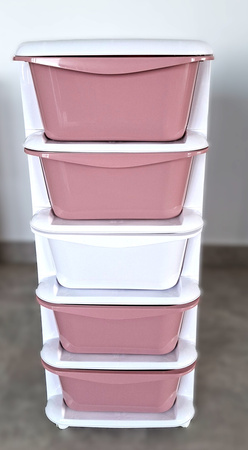 PLASTIKOWY POJEMNIK REGAŁ KOSZ NA ZABAWKI SZAFKA SZUFLADY 5 PÓŁEK