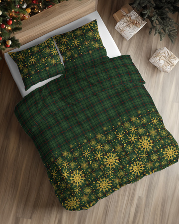 POŚCIEL ŚWIĘTA ŚWIĄTECZNA KRATKA BAWEŁNA SATYNOWA 220X200 GWIAZDKA