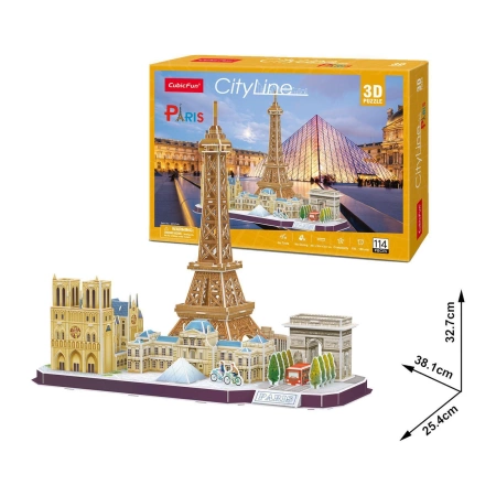 CUBIC FUN PUZZLE 3D PRZESTRZENNE CITY LINE Paris PARYŻ WIEŻA EIFFLA 114 EL