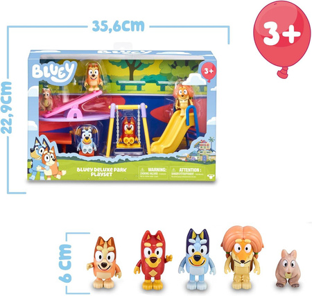 BLUEY BINGO PIESKI ZESTAW PLAC ZABAW PARK HUŚTAWKA ZJEŻDZALNIA FIGURKI