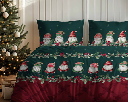 POŚCIEL ŚWIĄTECZNA ŚWIĘTA ZIELONA KRASNAL KRATA BAWEŁNA FLANELA 160X200