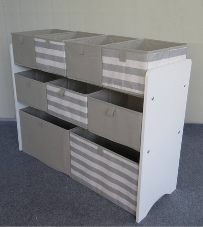 REGAŁ SIWY BIAŁY MARINE DREWNIANY POJEMNIKI ORGANIZER NA ZABAWKI DZIECI