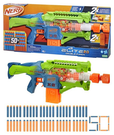 Pistolet Nerf Elite Wyrzutnia Double Punch Blaster 50 strzałek
