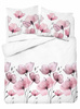 Pościel Biała w Akwarelowe Kwiaty Różowe - 160x200 - Bawełna