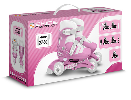 ROLKI WROTKI 2W1 ROLKO-WROTKI REGULOWANE 27-30 DLA DZIECKA RÓŻOWE