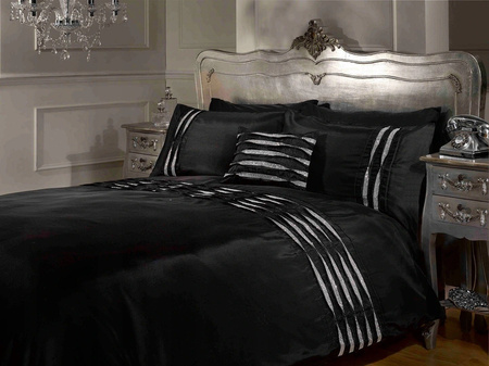 EKSKLUZYWNA POŚCIEL CEKINY CZARNA KOMPLET 200X200
