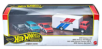 HOT WHEELS PREMIUM ZESTAW 4 POJAZDÓW AUTA RESORAKI BRE DATSUN HRT52