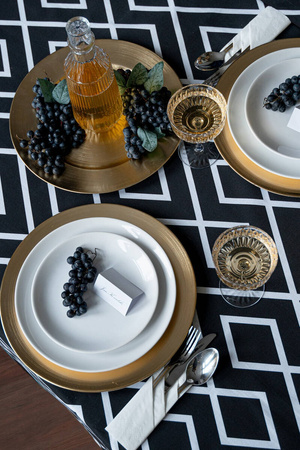 OBRUS NA STÓŁ CZARNY BIAŁY BAWEŁNA 140X240