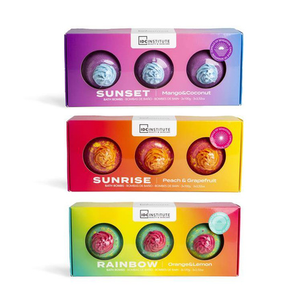 IDC ZESTAW KULE MUSUJĄCE DO KĄPIELI OWOCOWE SUNSET MANGO KOKOS 3X100