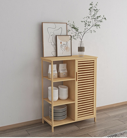 REGAŁ ŁAZIENKOWY SZAFKA KOMODA Z PÓŁKAMI PÓŁKI REGAŁ BAMBUSOWY