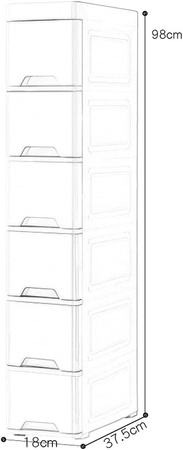 PLASTIKOWY POJEMNIK REGAŁ KOSZ NA ZABAWKI SZAFKA SZUFLADY 6 PÓŁEK