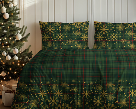 POŚCIEL ŚWIĘTA ŚWIĄTECZNA KRATKA BAWEŁNA SATYNOWA 160X200 GWIAZDKA