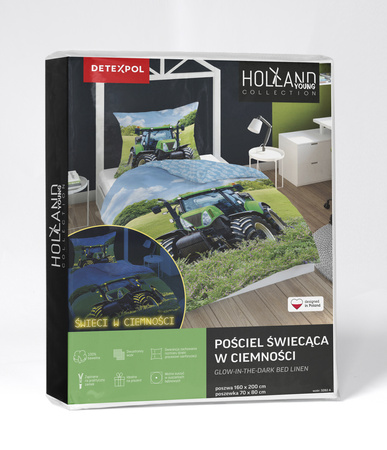 TRAKTOR TRAKTORY WIEŚ FARMA POLE POŚCIEL ŚWIECĄCA ŚWIECI 140X200