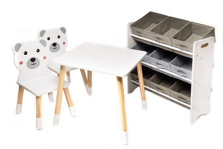 BIAŁY STOLIK STÓŁ MIŚ MISIE DLA DZIECI 2 KRZESŁA